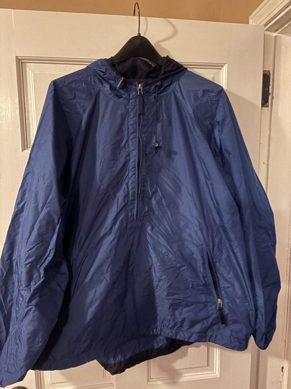 90S POLO SPORT RALPH LAUREN  BLUE  HOODED WINDBREAKER JACKET SIZE Large